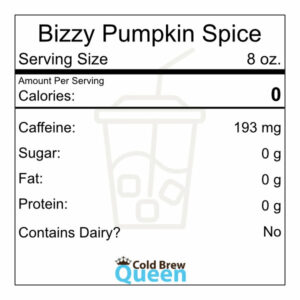A label for blizzzy pumpkin spice cold brew.