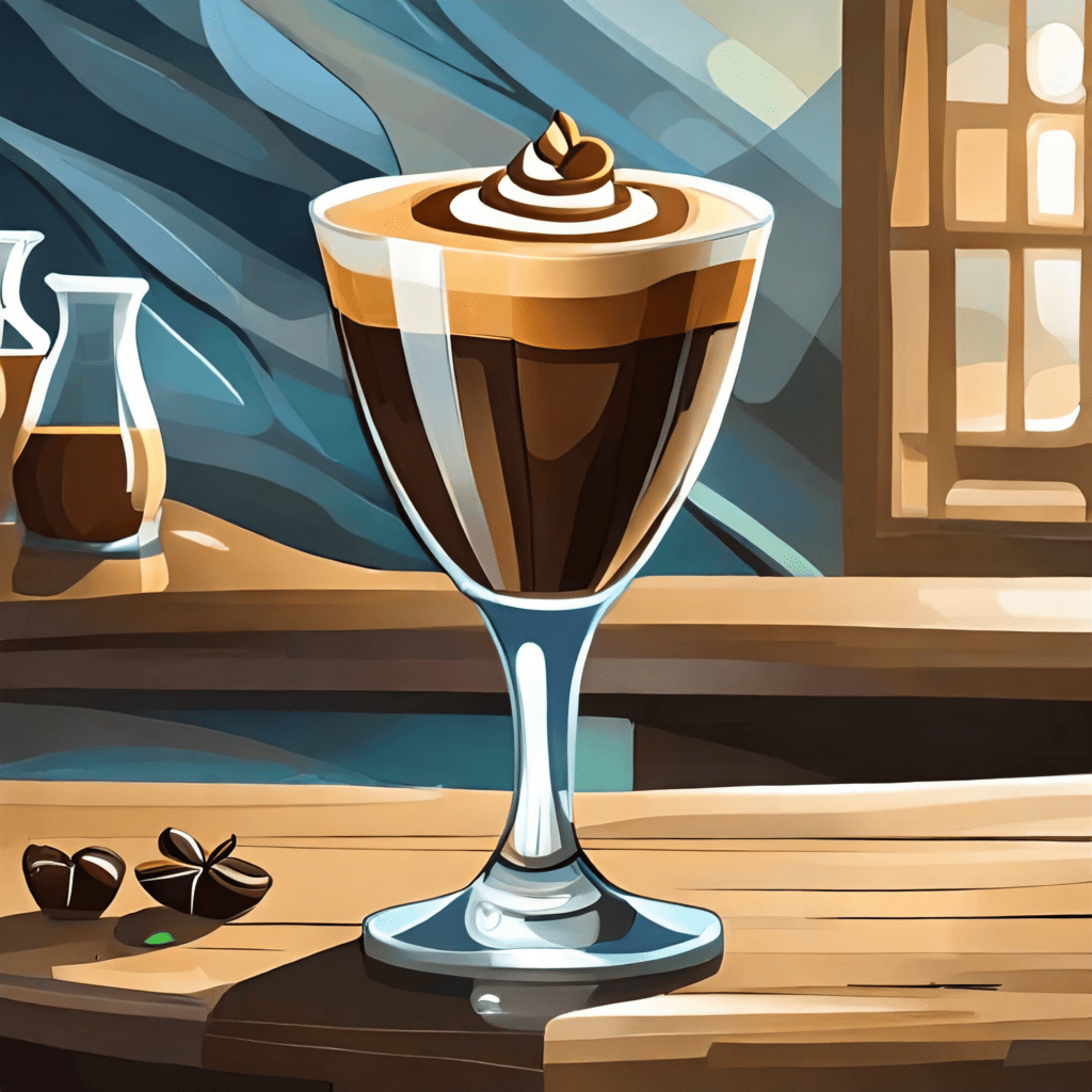 An illustration of a cup of coffee on a table.