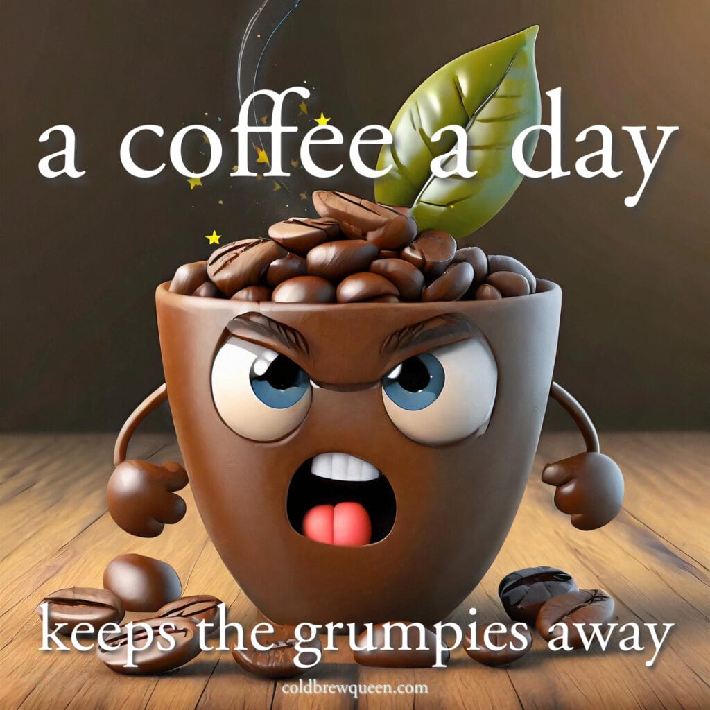 A coffee a day keeps the grumpy away.